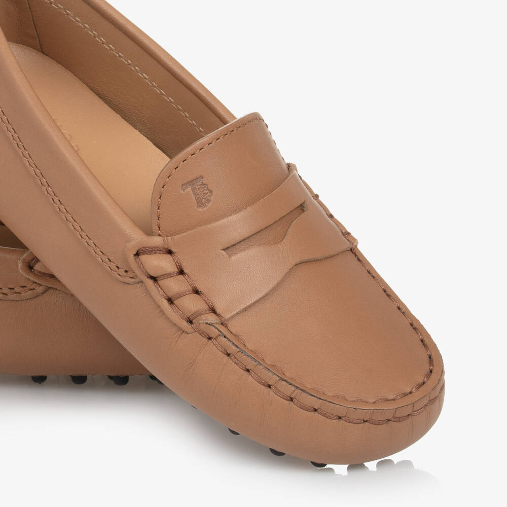 Tod's-Boys Tan Leather Gommino Moccasins | Childrensalon Outlet