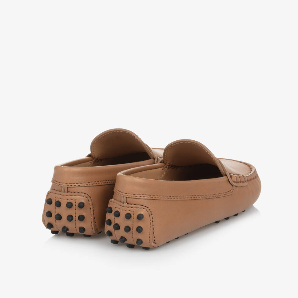 Tod's-Boys Tan Leather Gommino Moccasins | Childrensalon Outlet