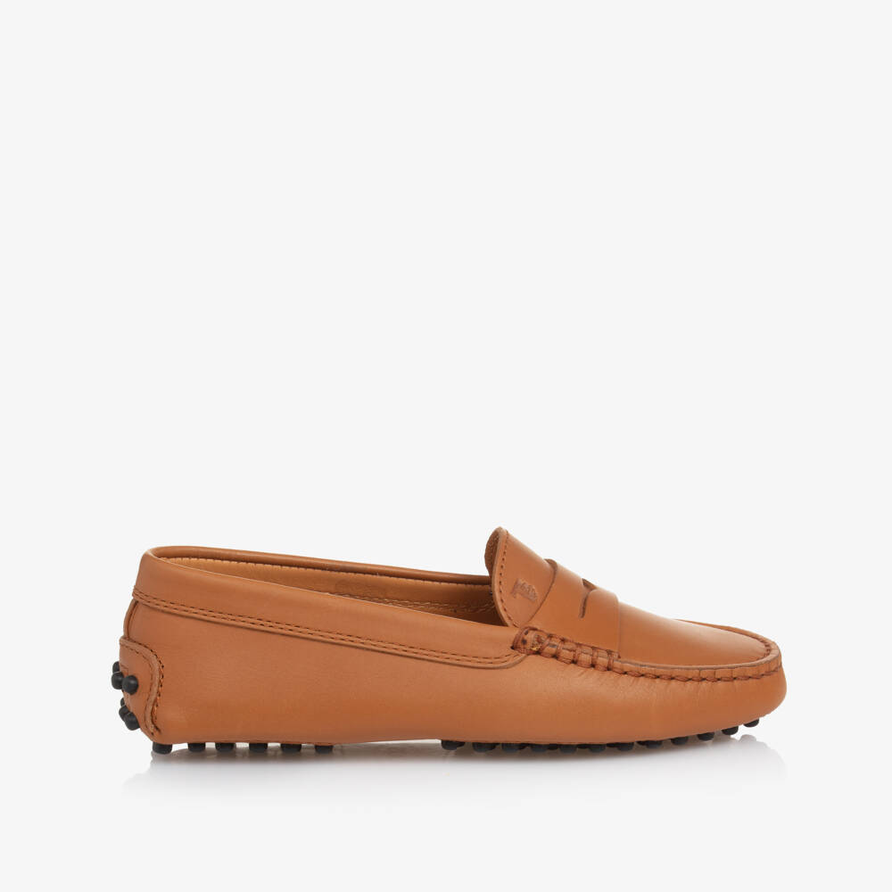 Tod's-Boys Tan Leather Slip-On Loafers | Childrensalon Outlet