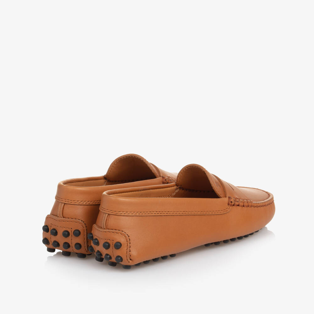 Tod's-Boys Tan Leather Slip-On Loafers | Childrensalon Outlet
