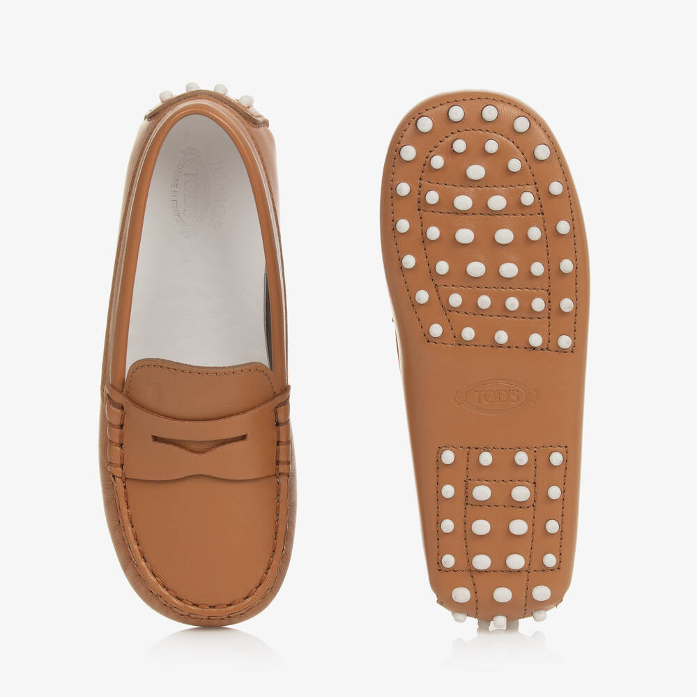 Tod's-حذاء موكاسين جلد لون بني للأطفال | Childrensalon Outlet