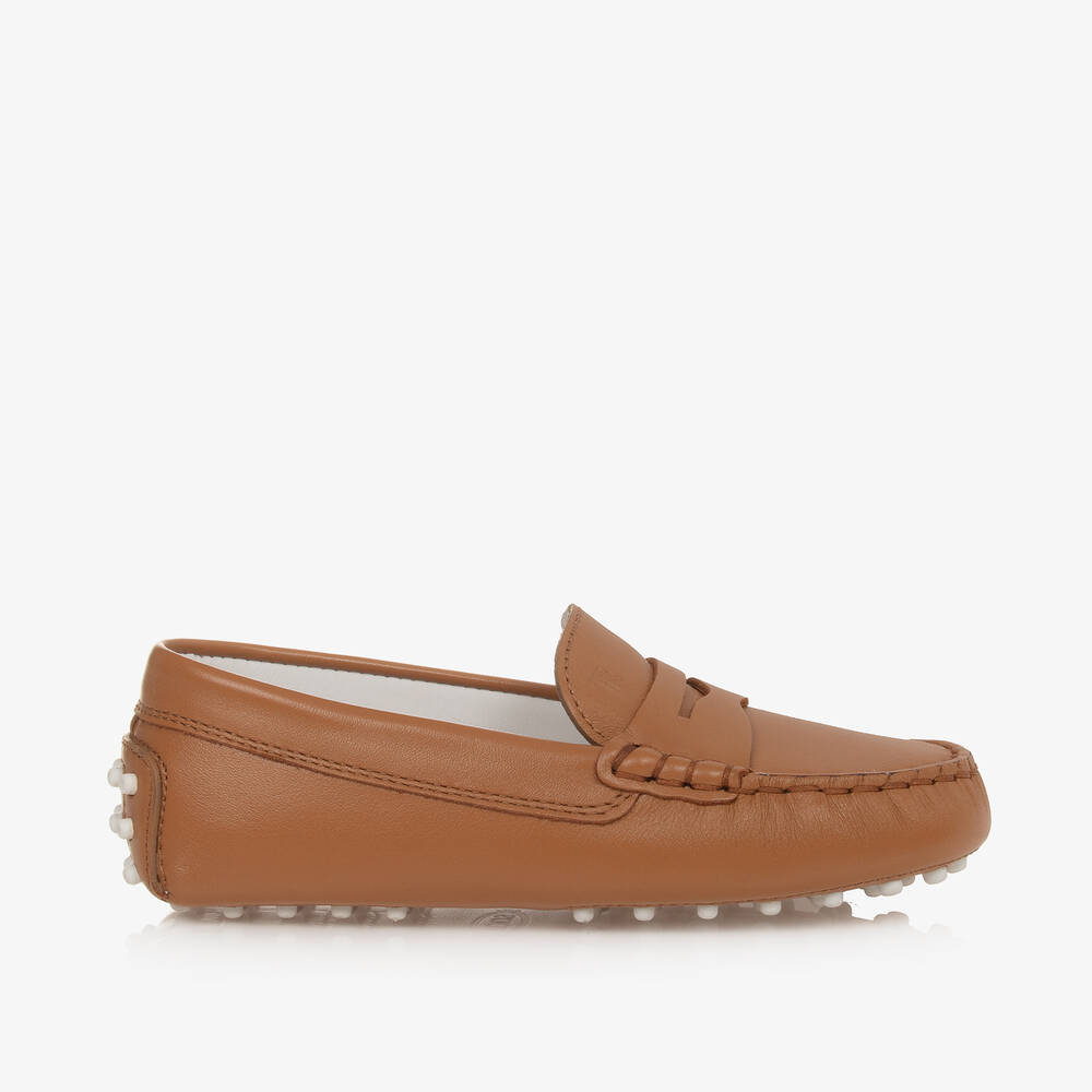 Tod s Brown Leather Moccasin Shoes
