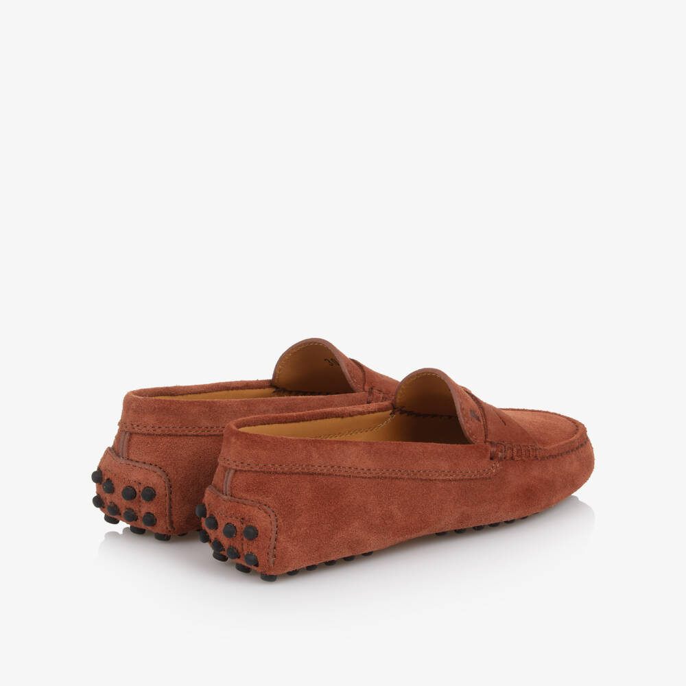 Tod's-Brown Suede Leather Gommino Moccassins | Childrensalon Outlet