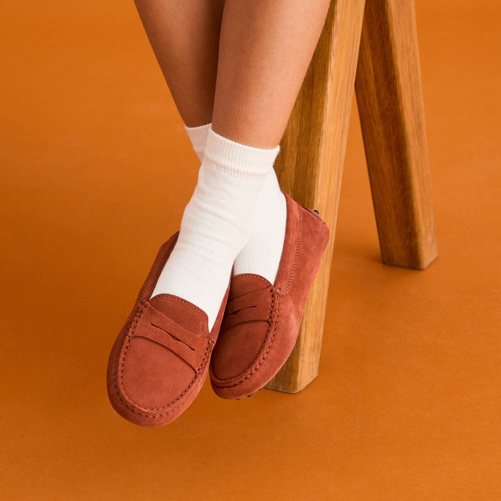 Tod's-Brown Suede Leather Gommino Moccassins | Childrensalon Outlet