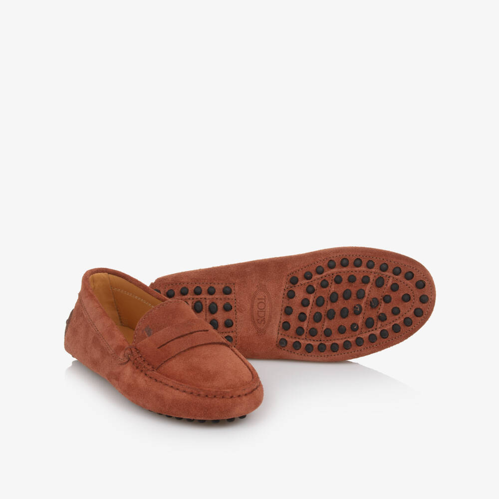Tod's-Brown Suede Leather Gommino Moccassins | Childrensalon Outlet