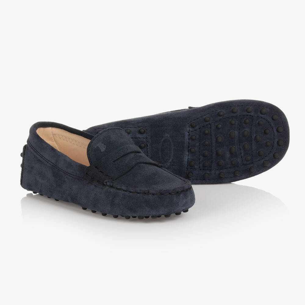 Tod's - Dark Blue Suede Moccasin Shoe | Childrensalon