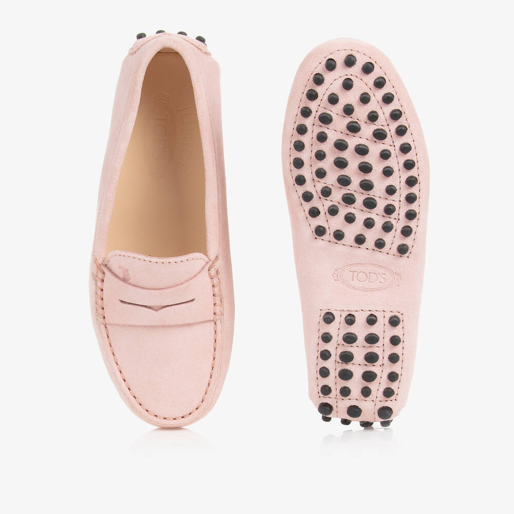 Tod's-حذاء موكاسين جلد شامواه لون زهري للبنات | Childrensalon Outlet