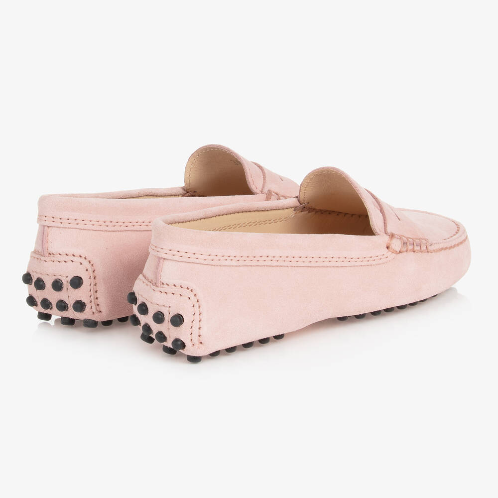 Tod's-حذاء موكاسين جلد شامواه لون زهري للبنات | Childrensalon Outlet