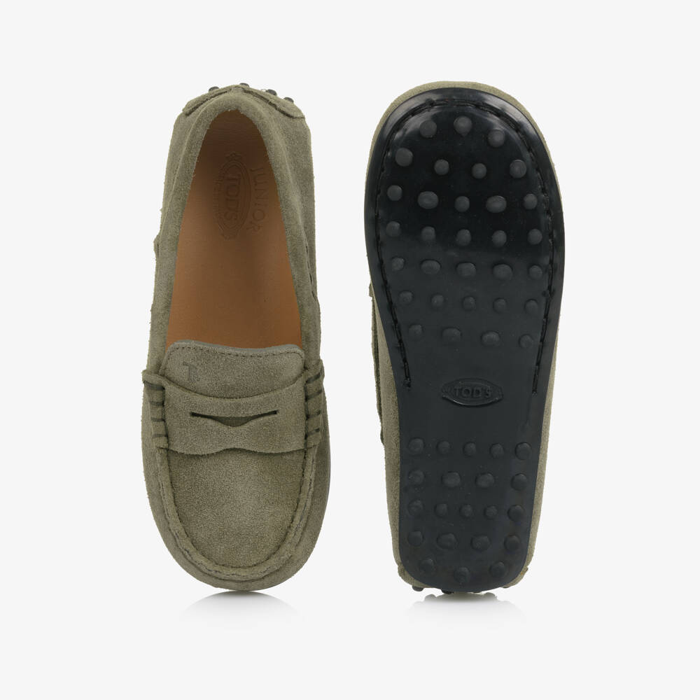 Tod's-Khaki Suede Moccasins | Childrensalon Outlet