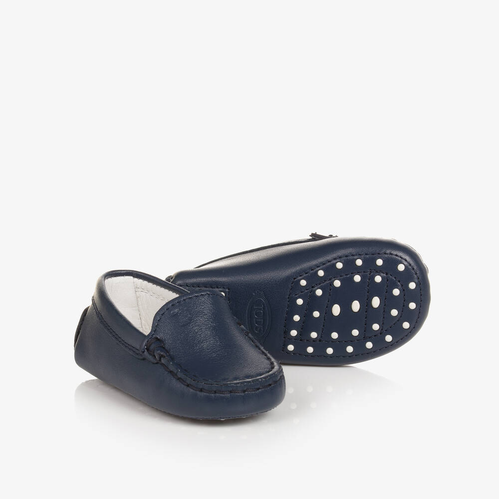 Tod's-حذاء جلد لون كحلي لمرحلة قبل المشي للمواليد | Childrensalon Outlet