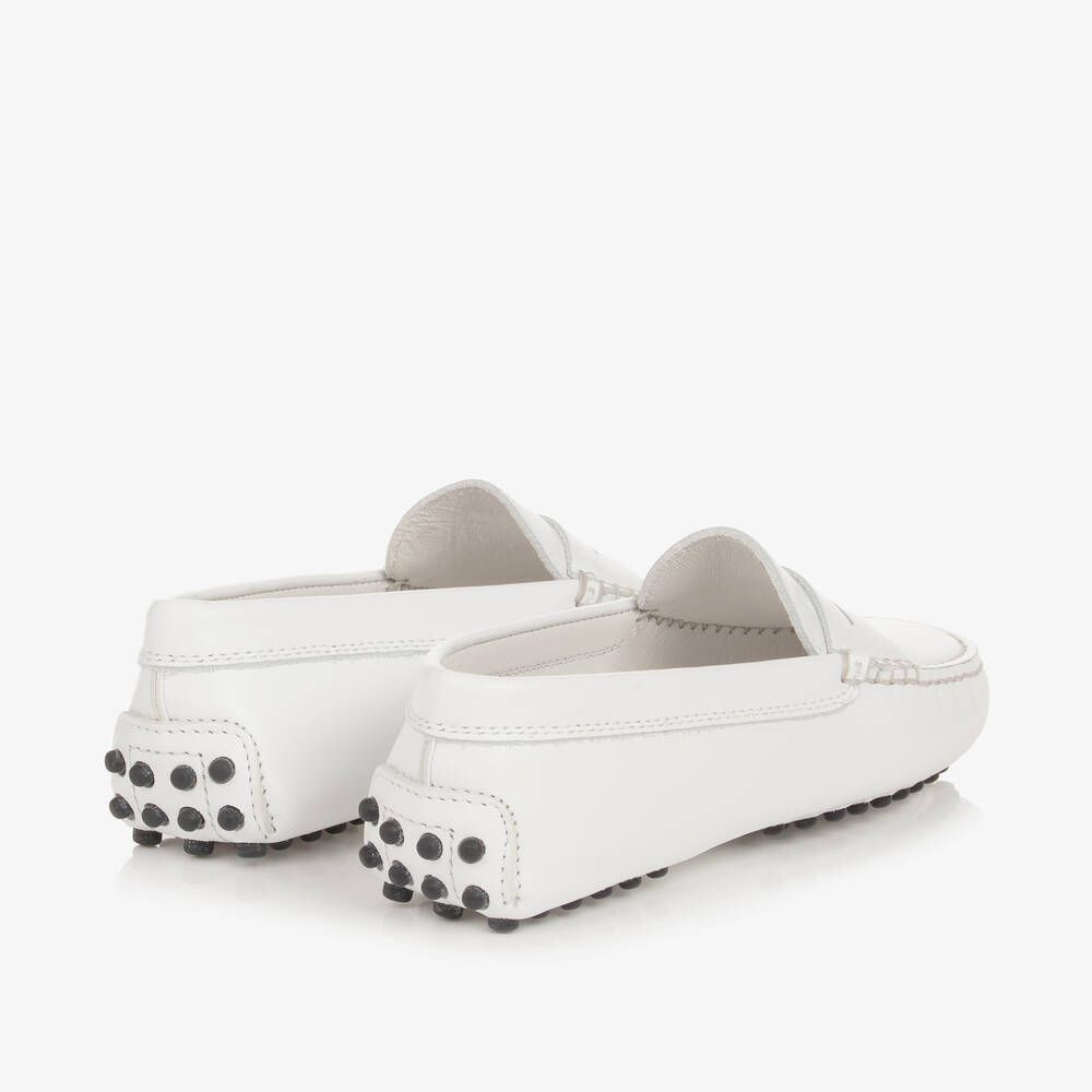Tod's-حذاء موكاسين جلد لون أبيض للأطفال | Childrensalon Outlet