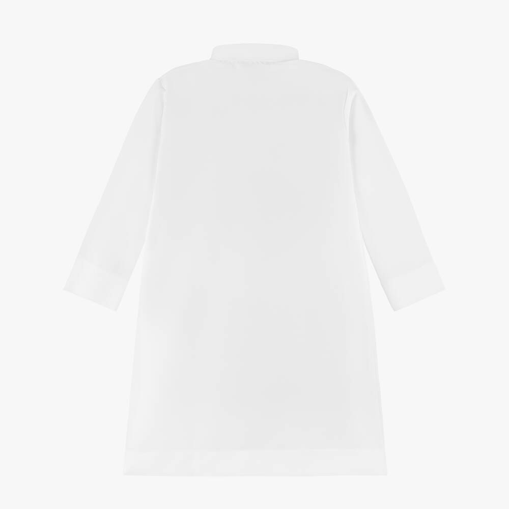 Tomi Fashion-Boys White Twill Thobe with Green Panels | Childrensalon Outlet