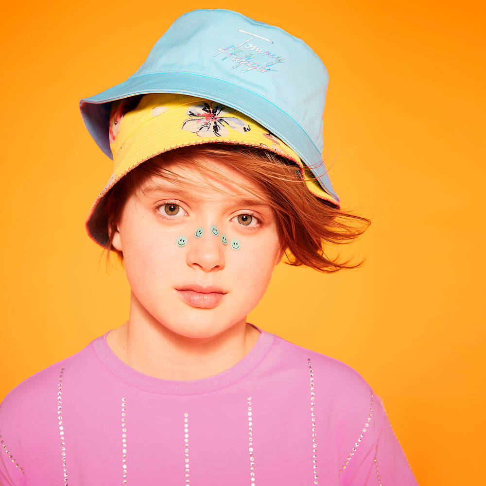 Tommy Hilfiger-Aqua Blue Cotton Bucket Hat  | Childrensalon Outlet