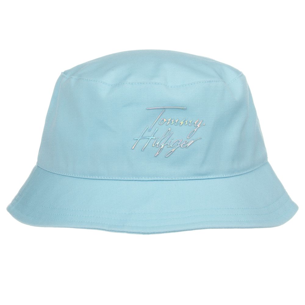 Tommy Hilfiger - قبعة قطن عضوي لون أزرق أكوا للبنات  | Childrensalon