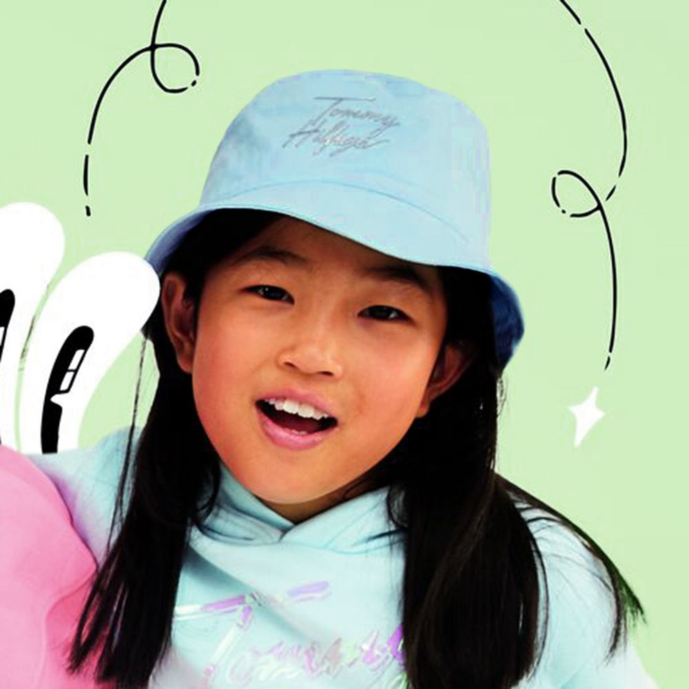 Tommy Hilfiger-Aqua Blue Cotton Bucket Hat  | Childrensalon Outlet