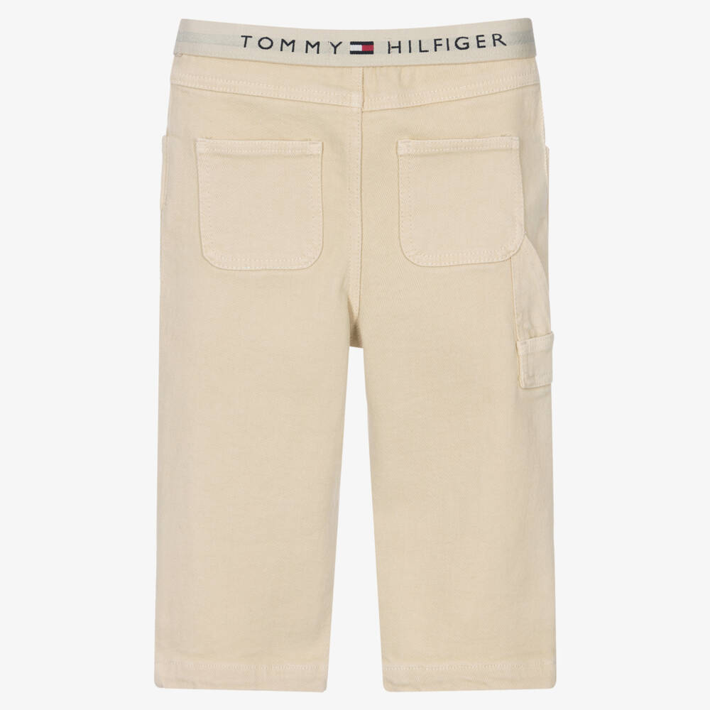 Tommy Hilfiger-Baby Boys Beige Jeans with Elasticated Logo Waistband | Childrensalon Outlet