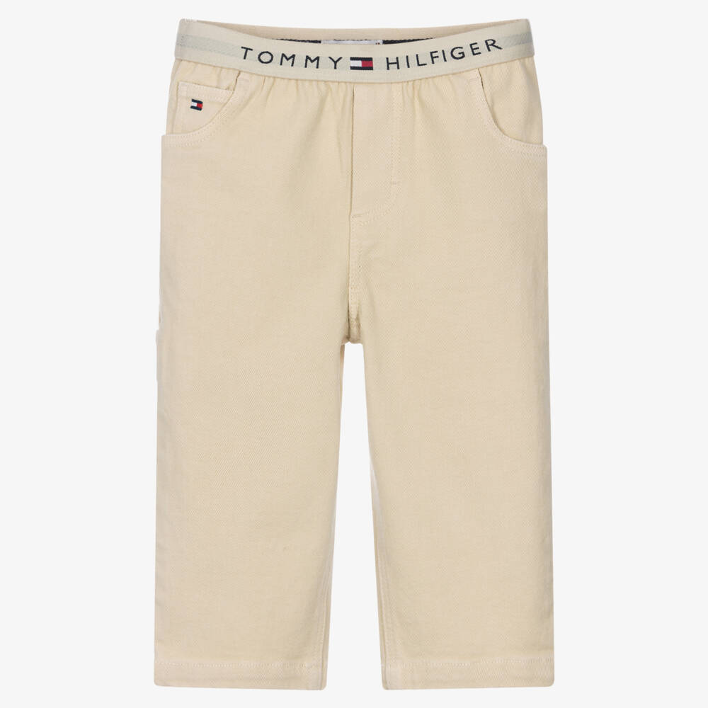 Tommy Hilfiger-Baby Boys Beige Jeans with Elasticated Logo Waistband | Childrensalon Outlet