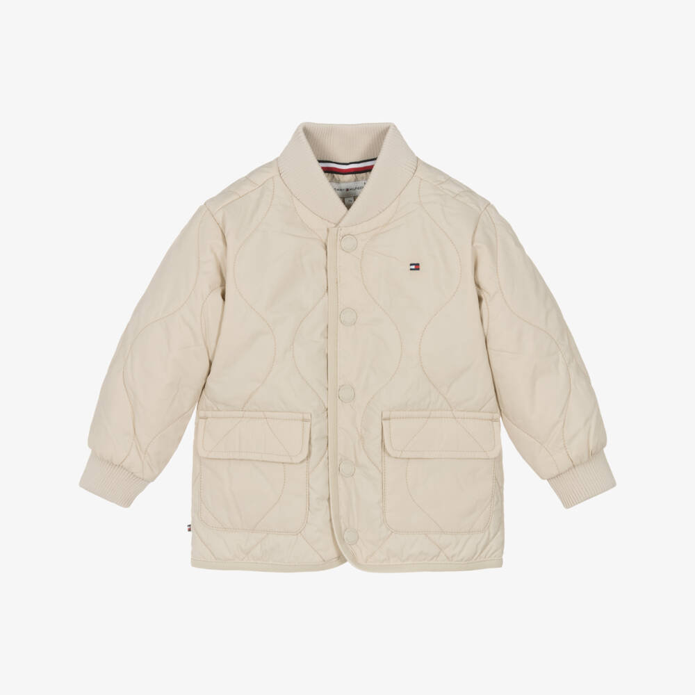 Tommy Hilfiger-Baby Boys Beige Quilted Jacket | Childrensalon Outlet