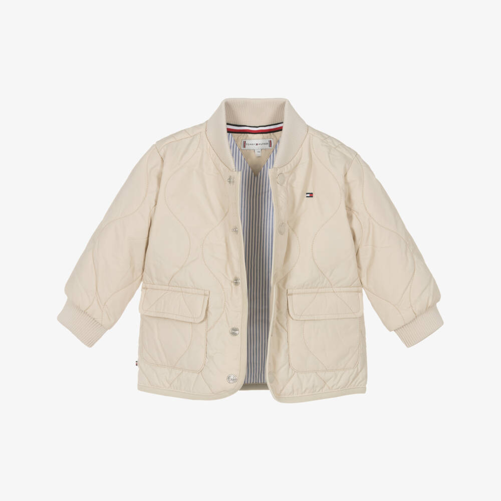 Tommy Hilfiger-Baby Boys Beige Quilted Jacket | Childrensalon Outlet