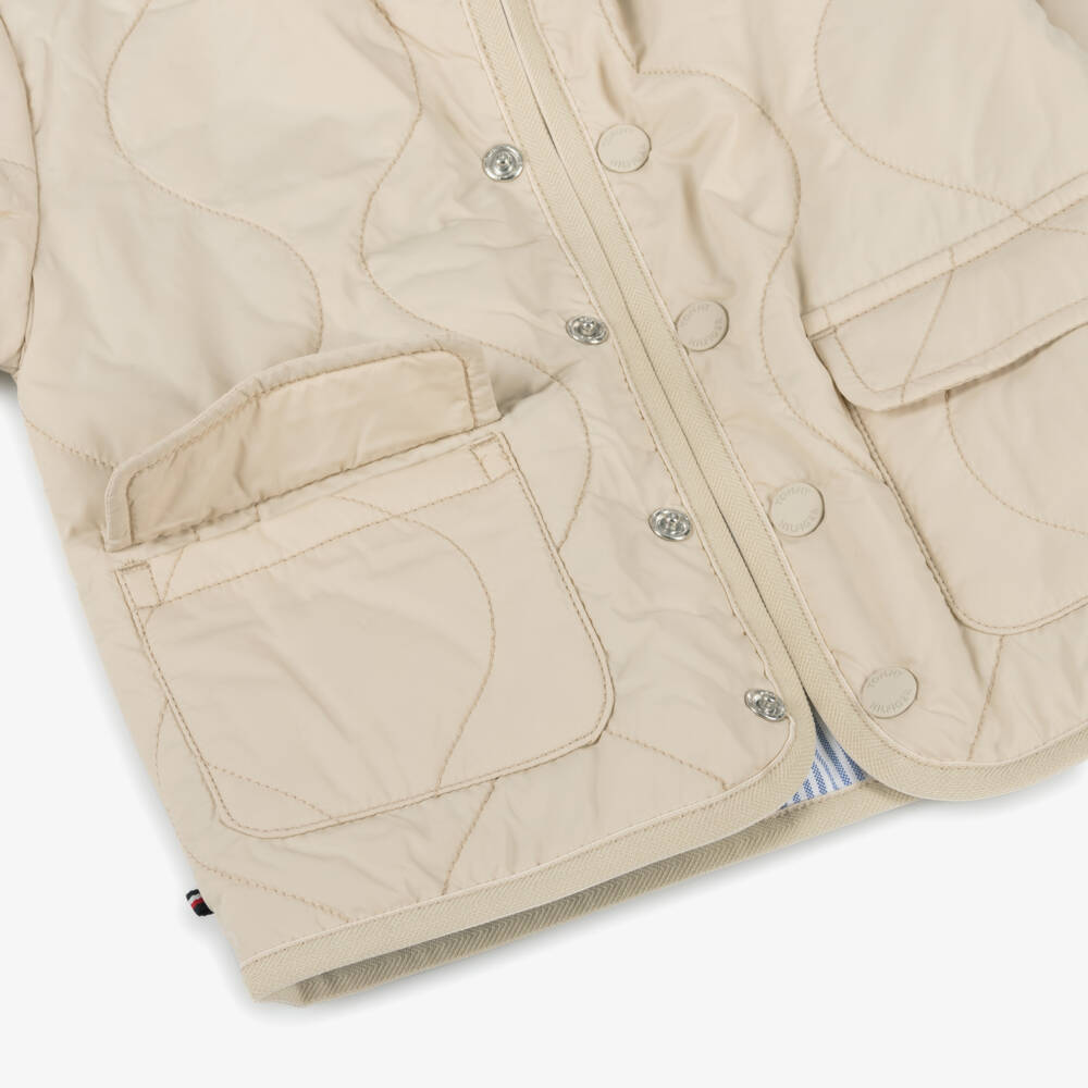 Tommy Hilfiger-Baby Boys Beige Quilted Jacket | Childrensalon Outlet