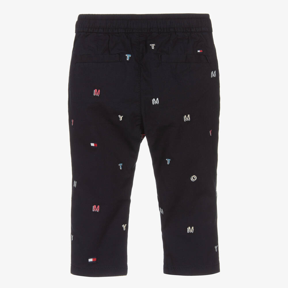 Tommy Hilfiger-بنطلون قطن بوبلين لون كحلي للمواليد | Childrensalon Outlet