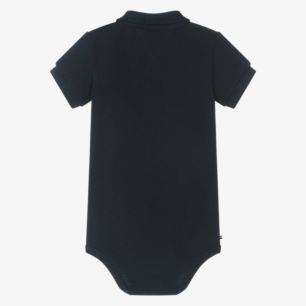Tommy Hilfiger-Baby Boys Blue Cotton Polo Bodysuit | Childrensalon Outlet
