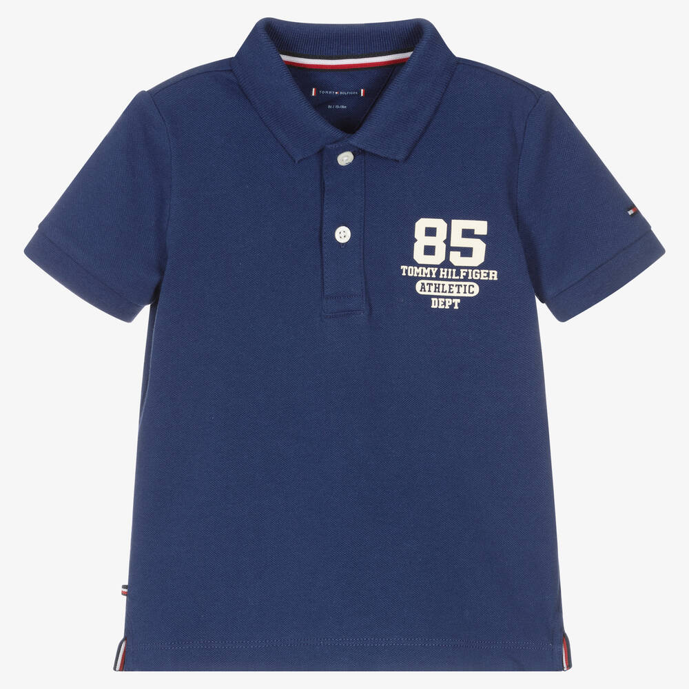 Tommy Hilfiger - Polo bleu en coton bébé garçon | Childrensalon