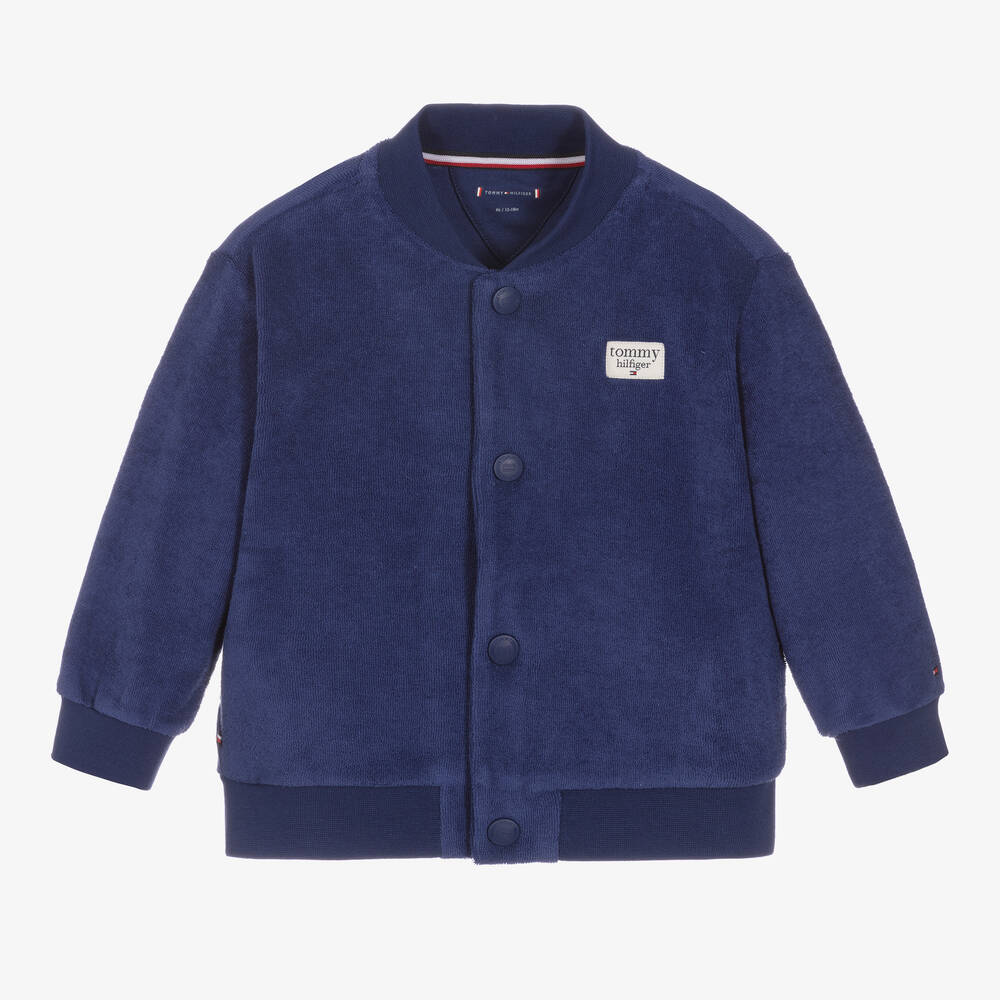 Tommy Hilfiger - Baby Boys Blue Cotton Towelling Jacket | Childrensalon