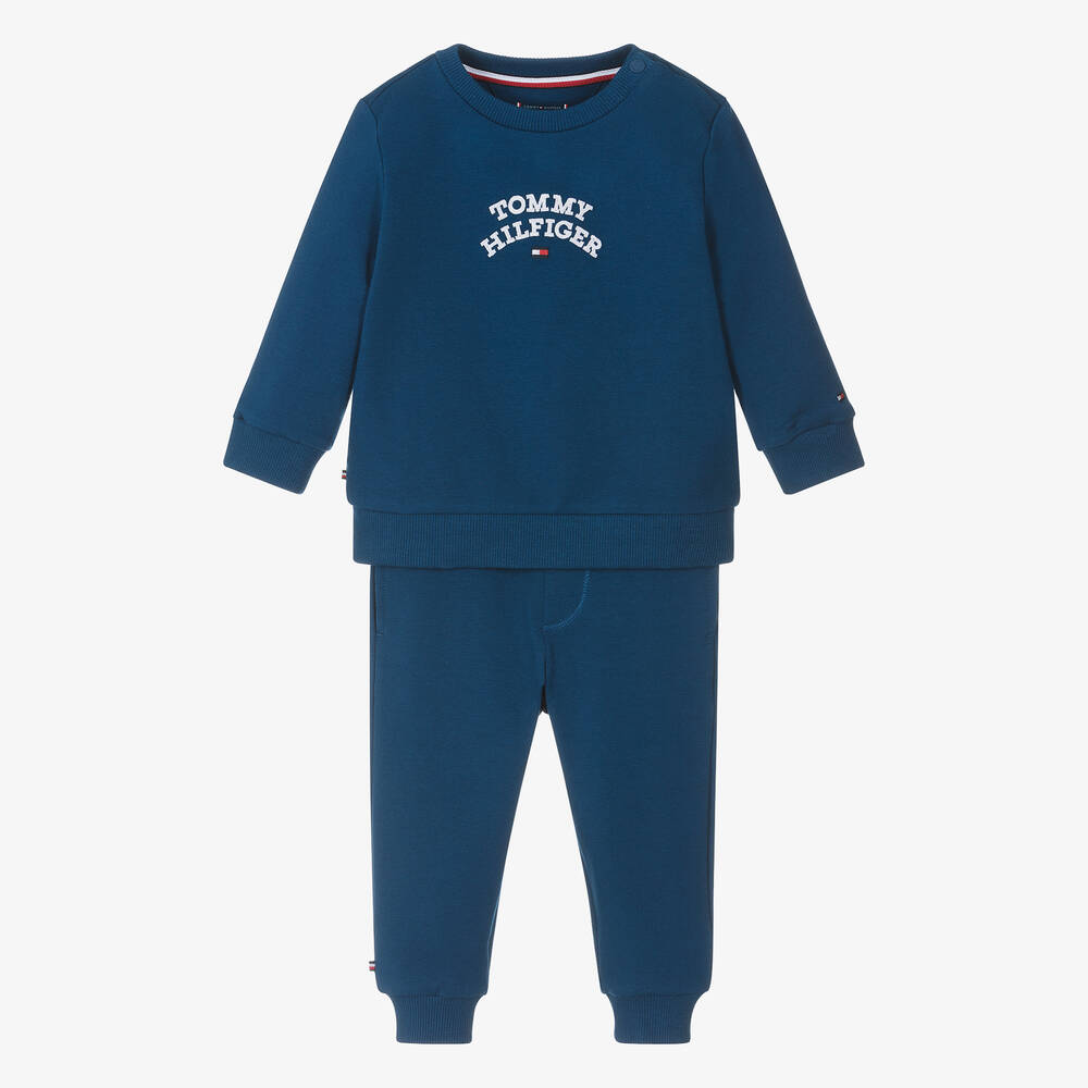 Tommy Hilfiger - بدلة رياضية قطن جيرسي لون أزرق للمواليد | Childrensalon
