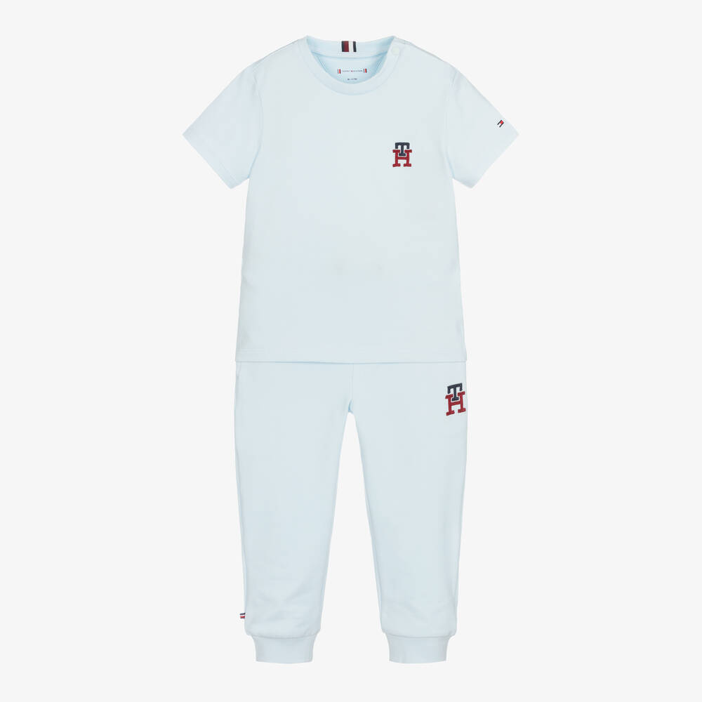 Tommy Hilfiger Baby Boys Blue Cotton Trouser Set Childrensalon