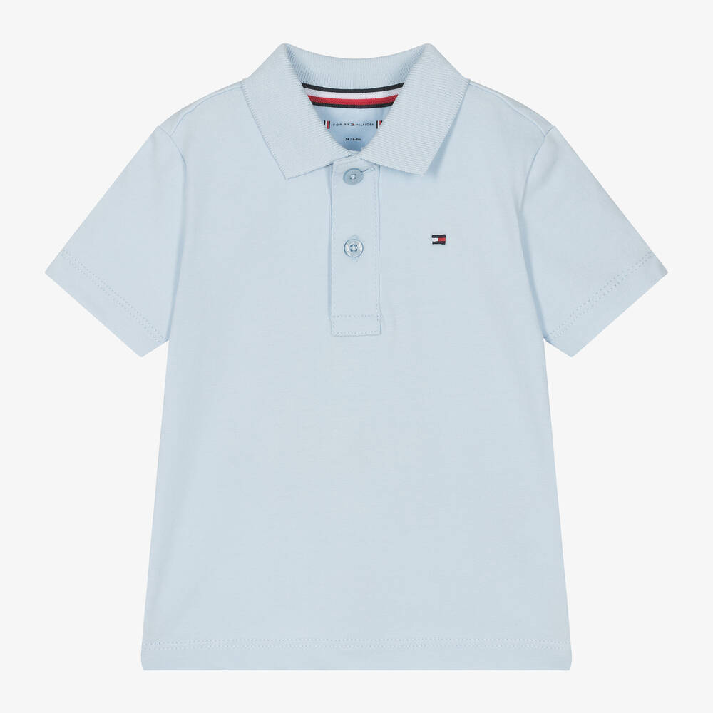 Tommy Hilfiger-Baby Boys Blue Embroidered Cotton Polo Shirt | Childrensalon Outlet