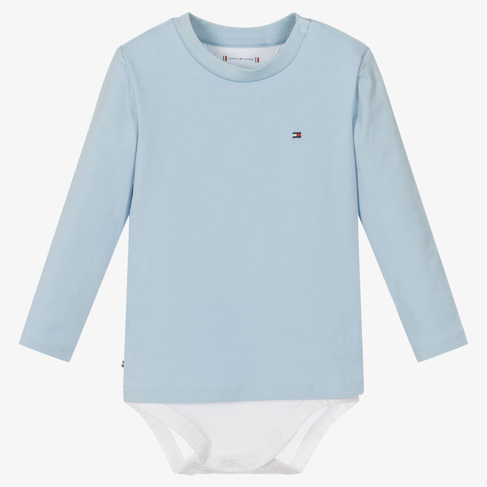 Tommy Hilfiger - Baby Boys Blue Logo Bodysuit | Childrensalon