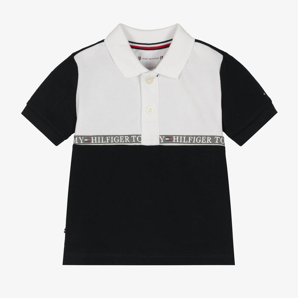 Tommy Hilfiger - Baby Boys Blue & White Polo Shirt | Childrensalon