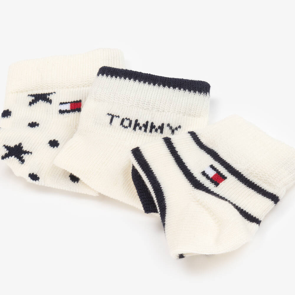 Tommy Hilfiger-Baby Boys Ivory Cotton Socks (3 Pack) | Childrensalon Outlet