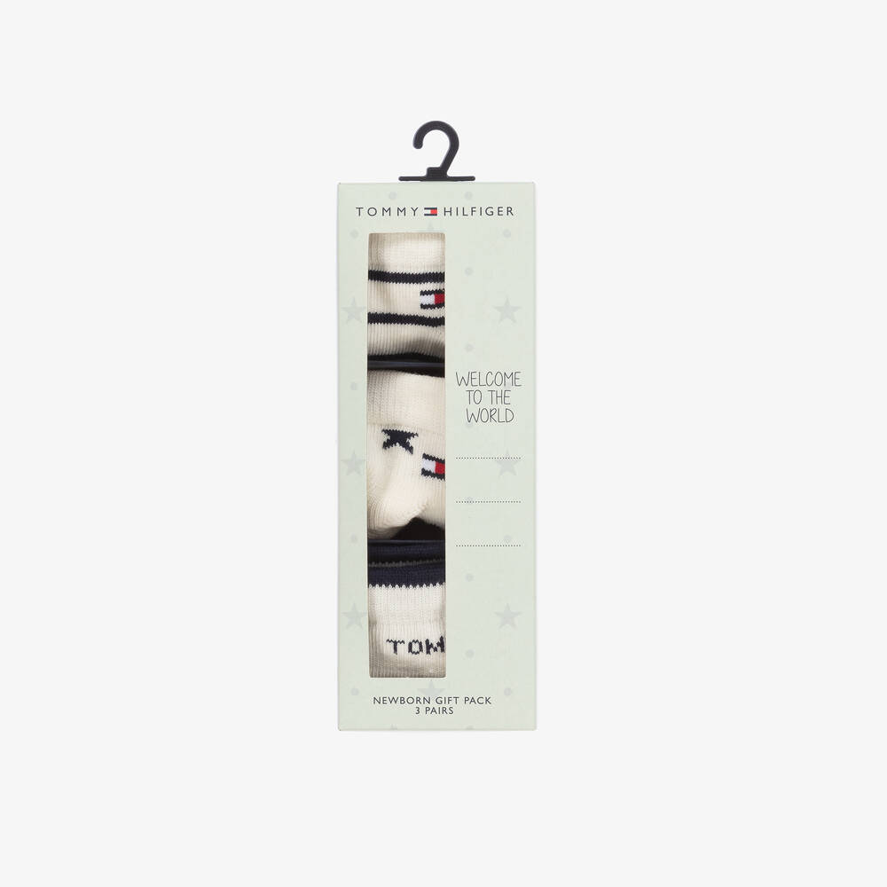 Tommy Hilfiger-Baby Boys Ivory Cotton Socks (3 Pack) | Childrensalon Outlet