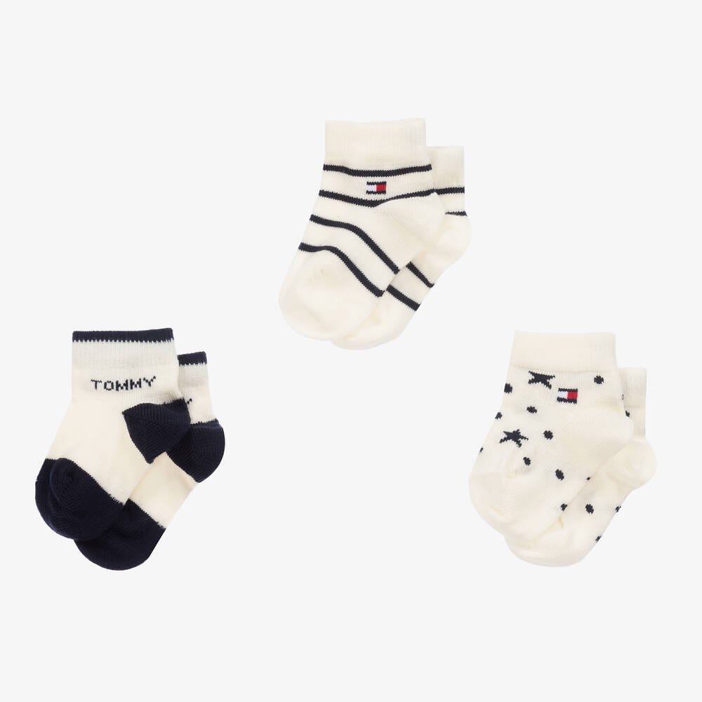 Tommy Hilfiger-Baby Boys Ivory Cotton Socks (3 Pack) | Childrensalon Outlet