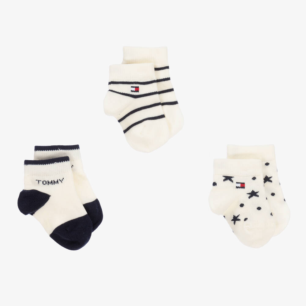 Tommy Hilfiger-Baby Boys Ivory Cotton Socks (3 Pack) | Childrensalon Outlet