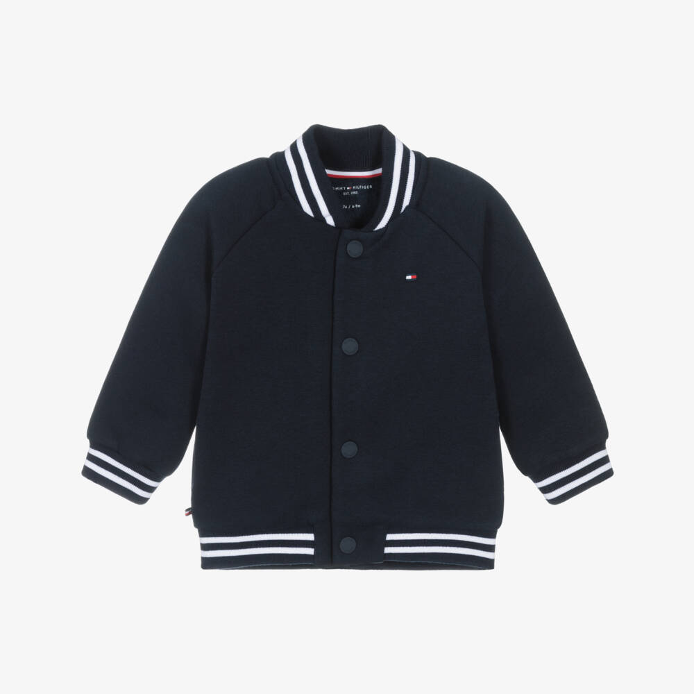 Tommy Hilfiger-Baby Boys Navy Blue Cotton Bomber Jacket | Childrensalon Outlet