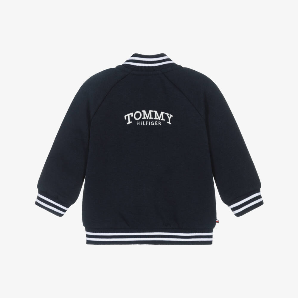 Tommy Hilfiger-Baby Boys Navy Blue Cotton Bomber Jacket | Childrensalon Outlet