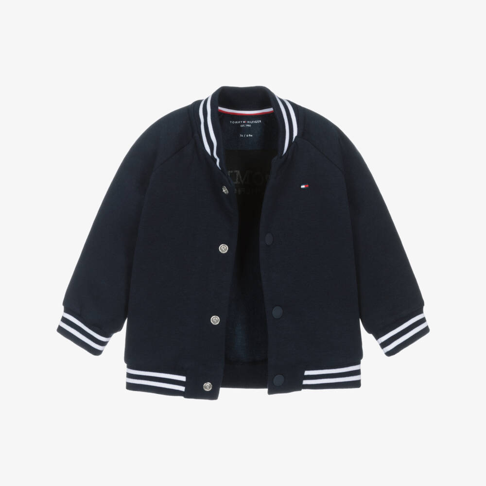 Tommy Hilfiger-Baby Boys Navy Blue Cotton Bomber Jacket | Childrensalon Outlet