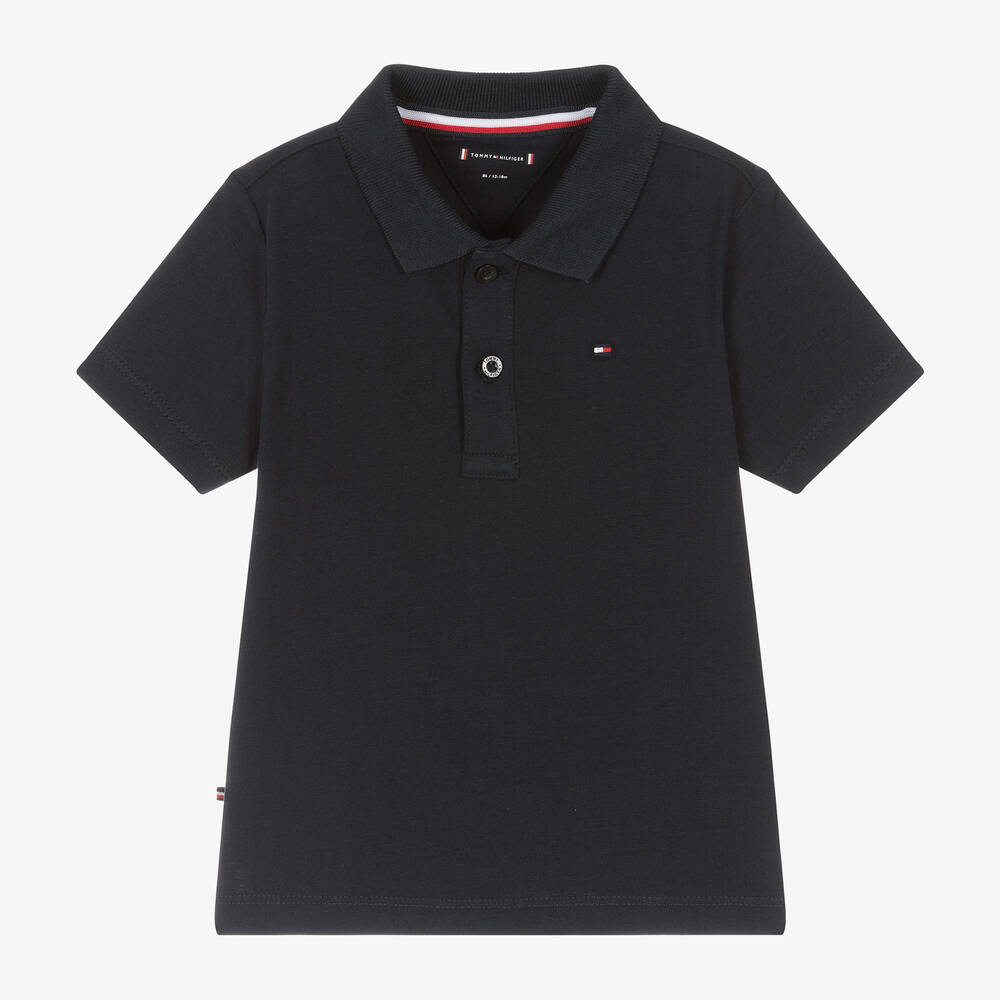 Tommy Hilfiger-Baby Boys Navy Blue Cotton Polo Shirt | Childrensalon Outlet