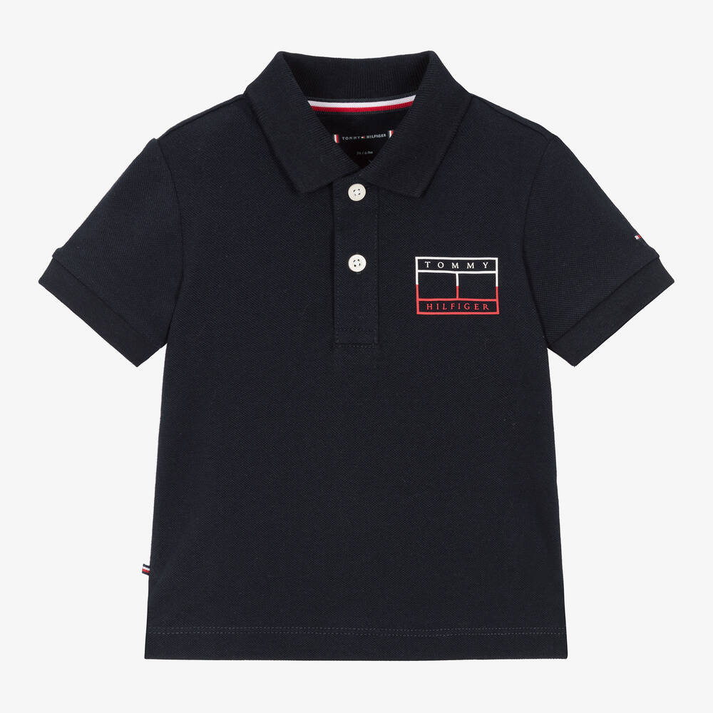 Tommy Hilfiger - Baby Boys Navy Blue Polo Shirt | Childrensalon