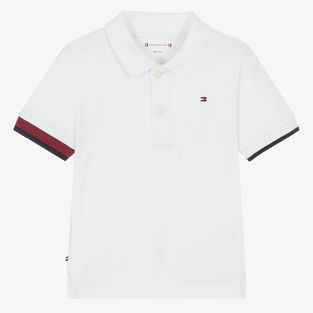 Tommy Hilfiger - Weißes Baby-Baumwollpiqué-Poloshirt | Childrensalon