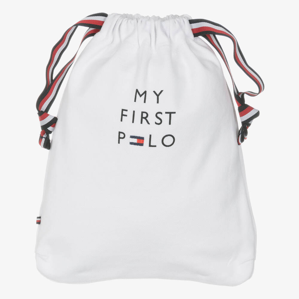 Tommy Hilfiger-Baby Boys White Cotton Polo Bodysuit | Childrensalon Outlet