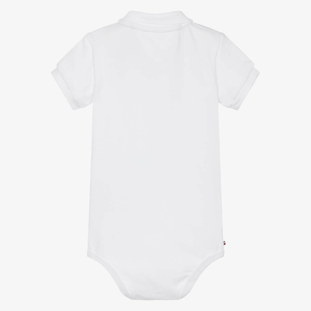 Tommy Hilfiger-Baby Boys White Cotton Polo Bodysuit | Childrensalon Outlet