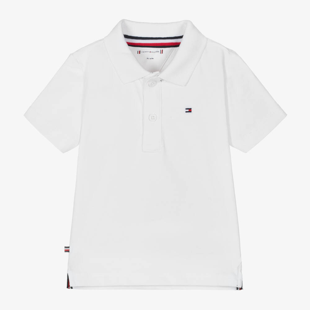 Tommy Hilfiger-قميص بولو قطن جيرسي لون أبيض للمواليد | Childrensalon Outlet