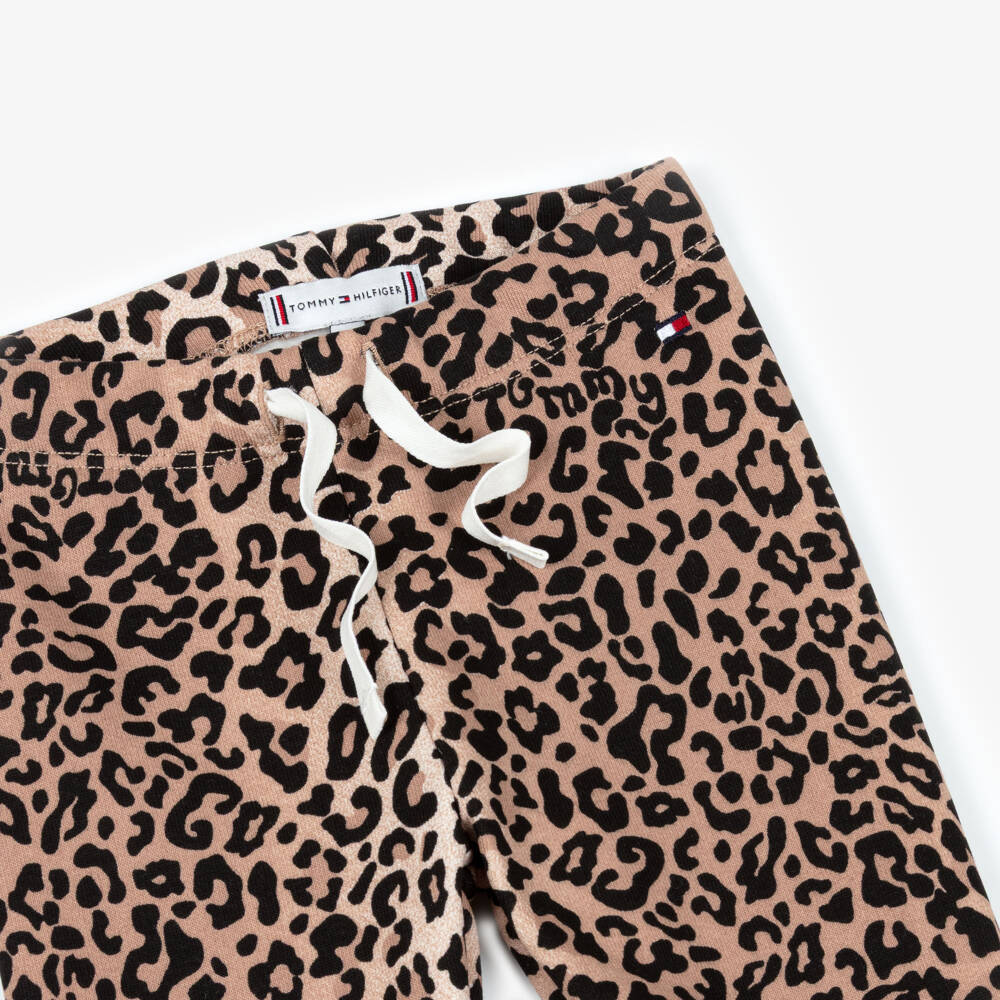 Tommy Hilfiger-Baby Girls Beige Leopard Print Joggers | Childrensalon Outlet