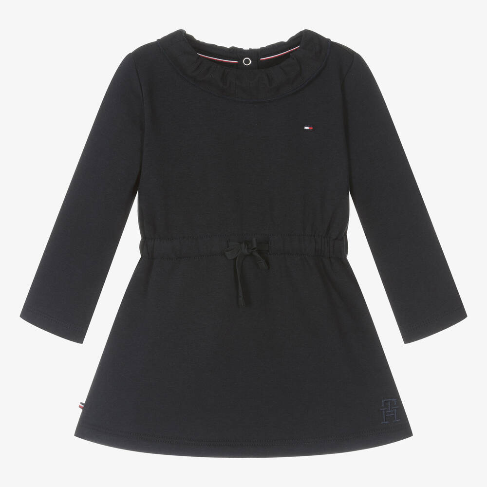 Tommy Hilfiger - Baby Girls Navy Blue Cotton Dress | Childrensalon