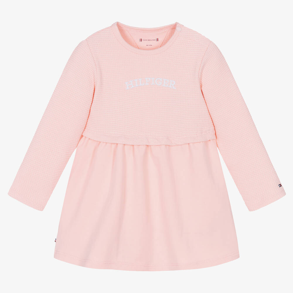 Robe rose en jersey de coton bebe