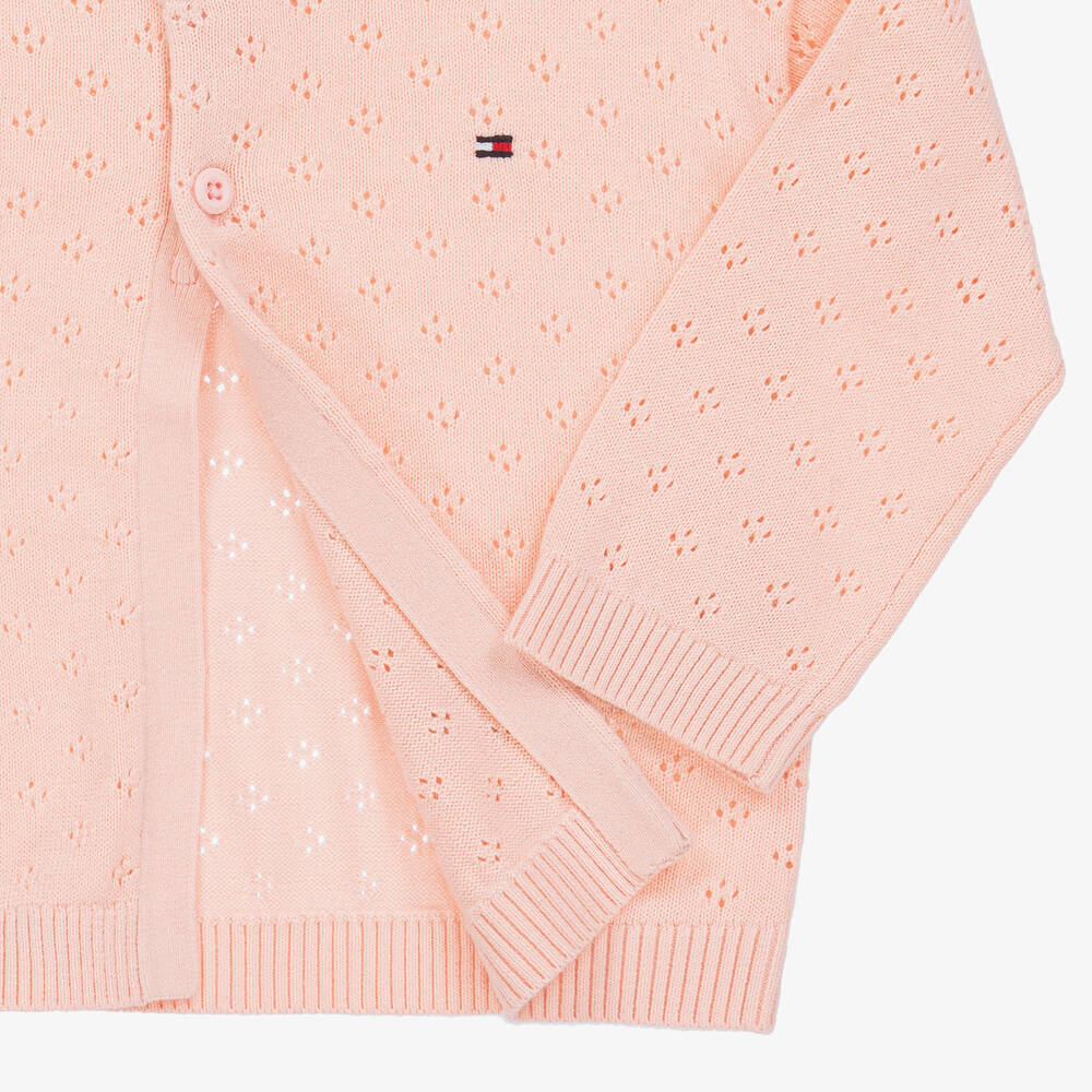 Tommy Hilfiger Baby Girls Pink Cotton Knit Cardigan Childrensalon Outlet
